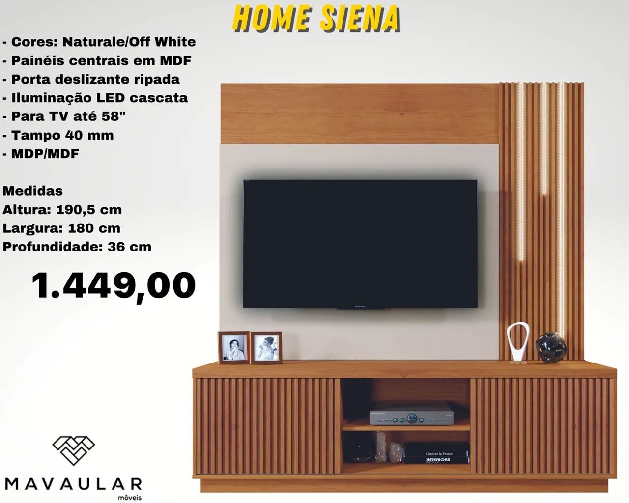 Estante Home siena com Led para tv de até 60 polegadas - ENTREGA HOJE !!! 