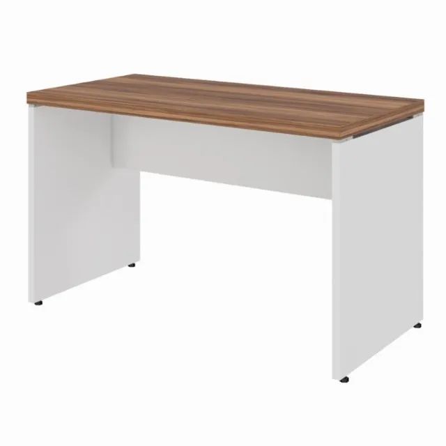 Mesa Escritório 1,20×0,60m Sem Gaveta Nogal Sevilha/Branco Design Funcional Modelo 34305 - Foto 2