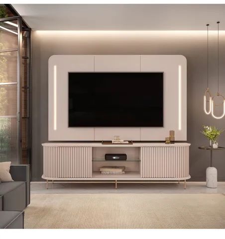 Rack Ripado com Painel Led Lateral Celine t76