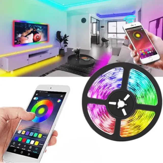 Fita Led 5 Metros 3528 Rgb App Bluetooth + Fonte Bivolt Tensão 12v _ CS201 - Foto 2