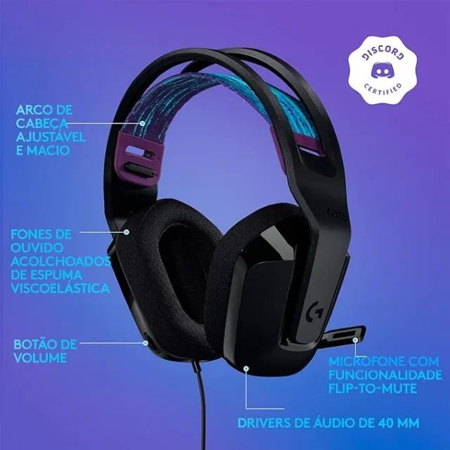 Headset Gamer Logitech G335 para PC, PlayStation, Xbox, Nintendo Switch e Mobile - Preto - Foto 3