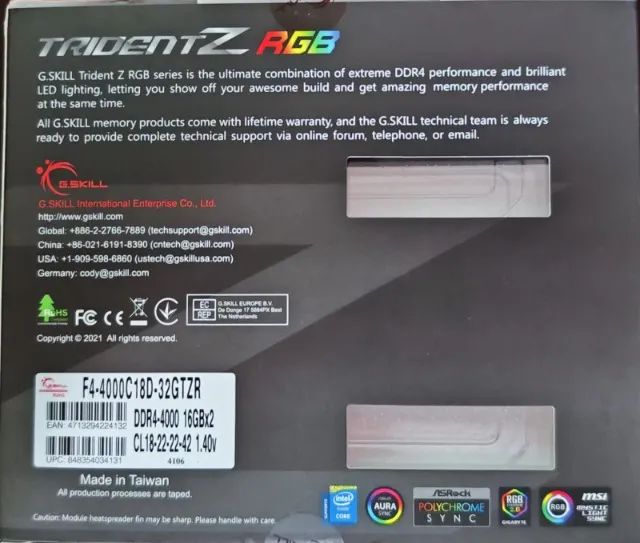 Memória G.SKILL Trident Z RGB Series (Intel XMP) DDR4 RAM 32GB (2x16GB) 4000Mhz - Foto 6