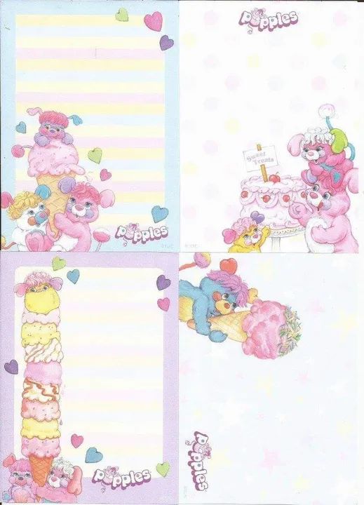 Lote com 8 papéis de carta importados pequenos dos personagens Popples - Foto 2