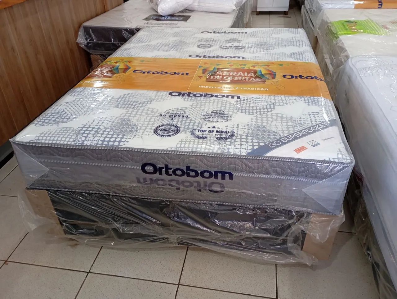Cama Box Casal Ortobom de mola ensacada 26cm: base e colchão. - Foto 3