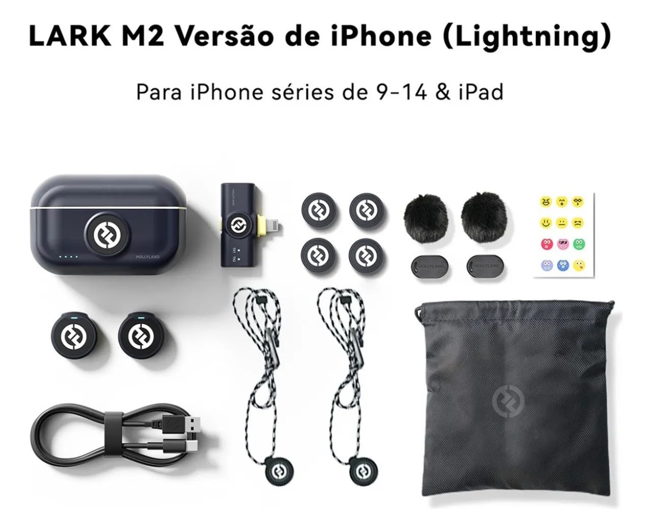 Microfone Hollyland Lark M2 Lightning (apenas IPhone) - Sem Fio - 30h de Bateria - Novo - Foto 2