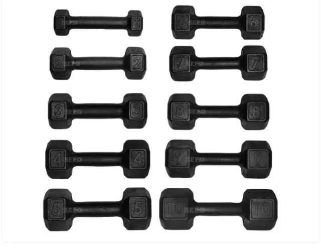 Kit Halter Sextavado de ferro fundido pintado em preto de 1kg até 10kg, Pronta entrega!! - Foto 3