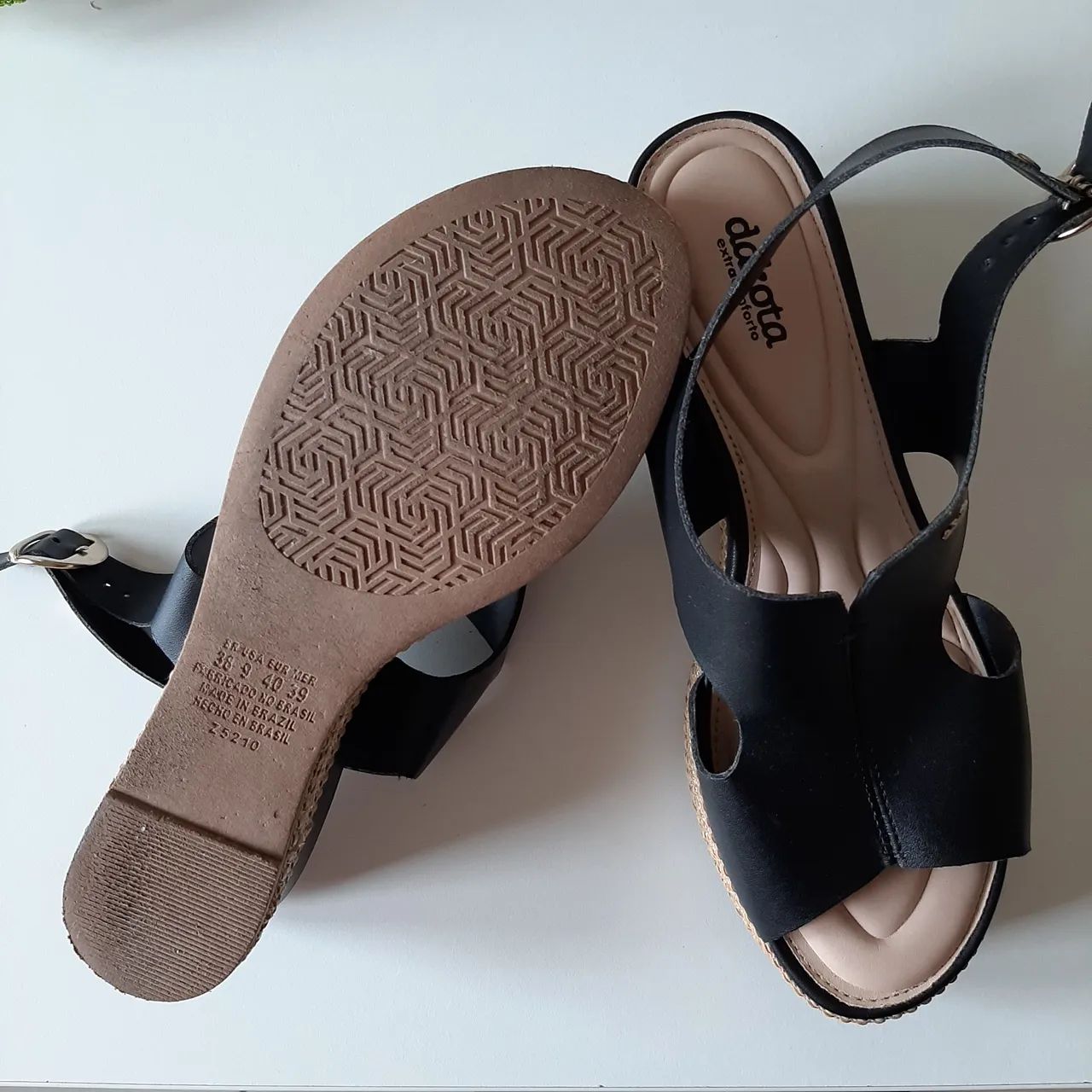 Sandália Anabela Plataforma preta Dakota - tamanho 38 - Foto 5