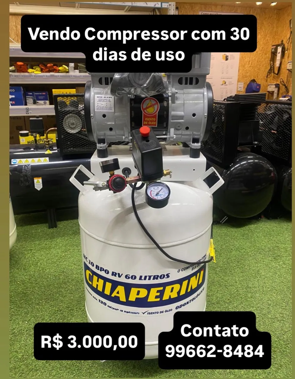 Compressor Odontológico 60L 30 dias de uso