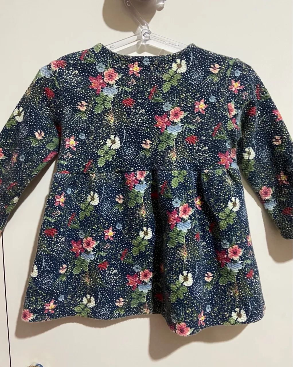 Blusa manga longa bebe menina 6-9 meses zara florida azul - Foto 2