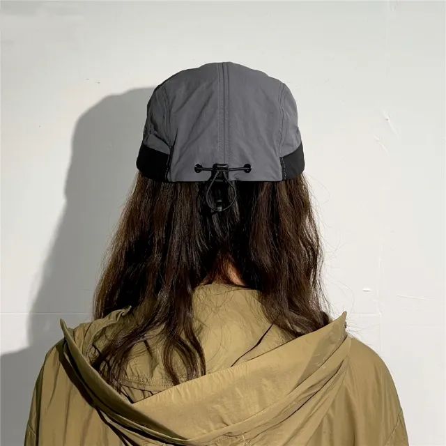 boné 5 panel nylon vermelho/azul com regulador elástico - Foto 2