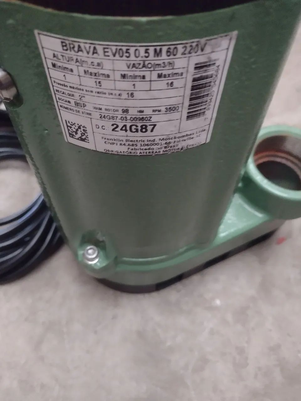 Bomba d'água Braava EV05 0.5M 60 220V