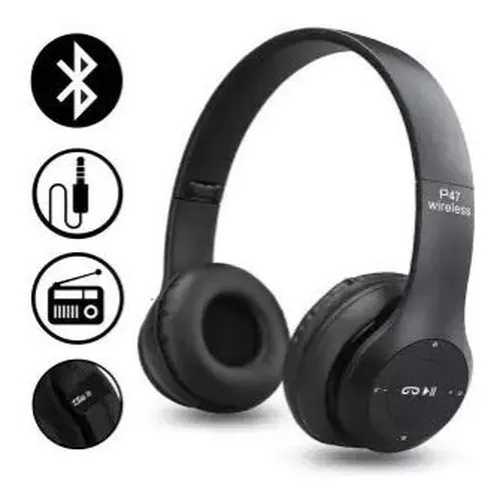 Fone Headphone P47 Bluetooth 5.0 Stereo Redução de Ruídos Sem Fio Dobrável Sport Jogos - P