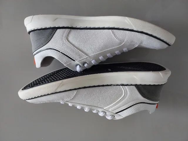 Tênis casual, masculino, cor branco, tamanho 42, todo costurado. - Foto 4