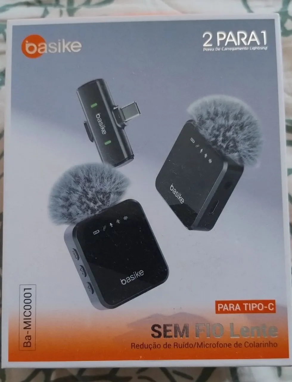Microfone Basike Sem Fio Tipo C - 2 em 1