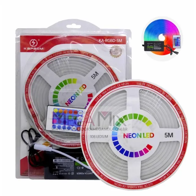 Fita de Led RGB 5M c/ Controle KA-RGBD-5M - Kapbom 004032