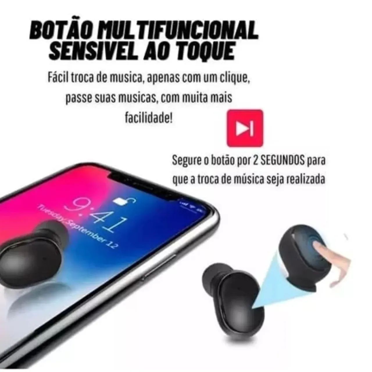 Fone de Ouvido TWS Bluetooth 5.0 - Cor Preto - Foto 4