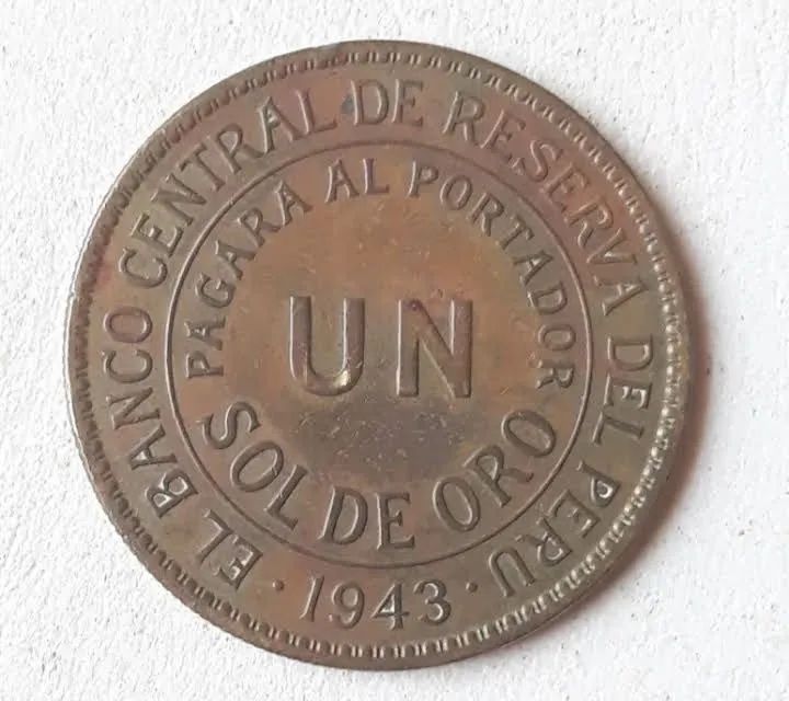 Moeda Antiga Peru 1 Sol de Ouro 1943