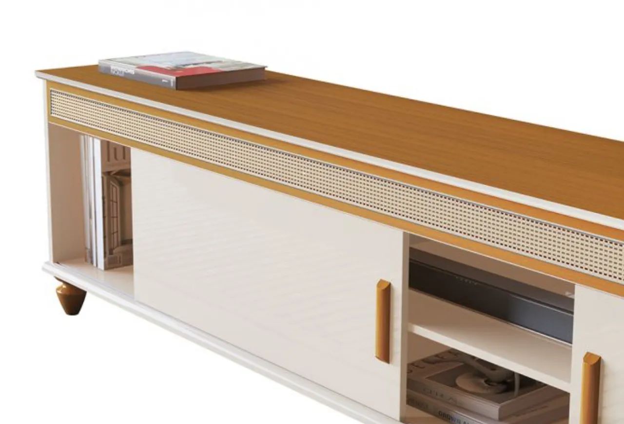 RACK 1,80 PARA TV ATÉ 60 POLEGADAS 100% MDF COM PÉS EM MADEIRA MACIÇA NS876 - Foto 3