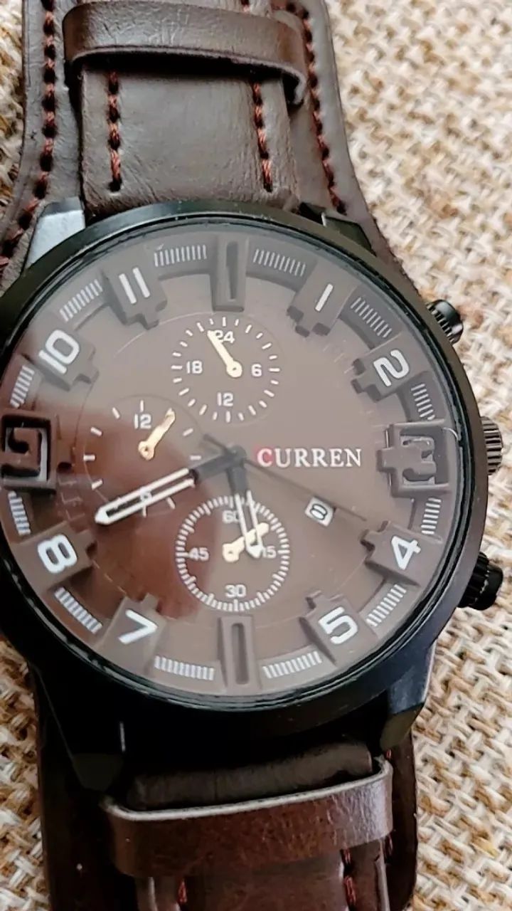 Relógio Curren Marrom com pulseira de couro muito lindo - Foto 4
