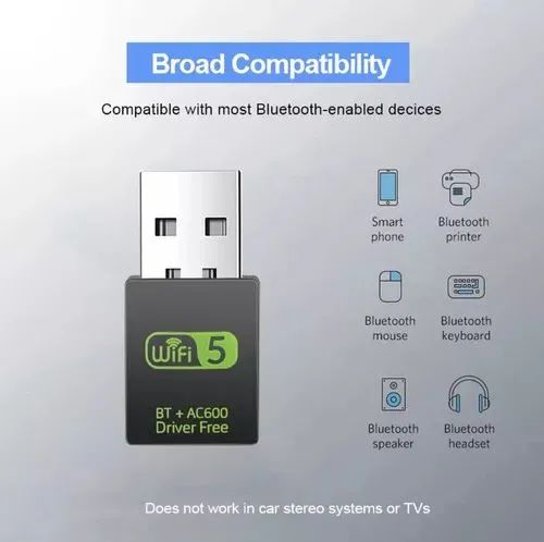 Adaptador Para Pc Usb 2x1 Receptor 600mb 5g Wifi + Bluetooth LP - Foto 3