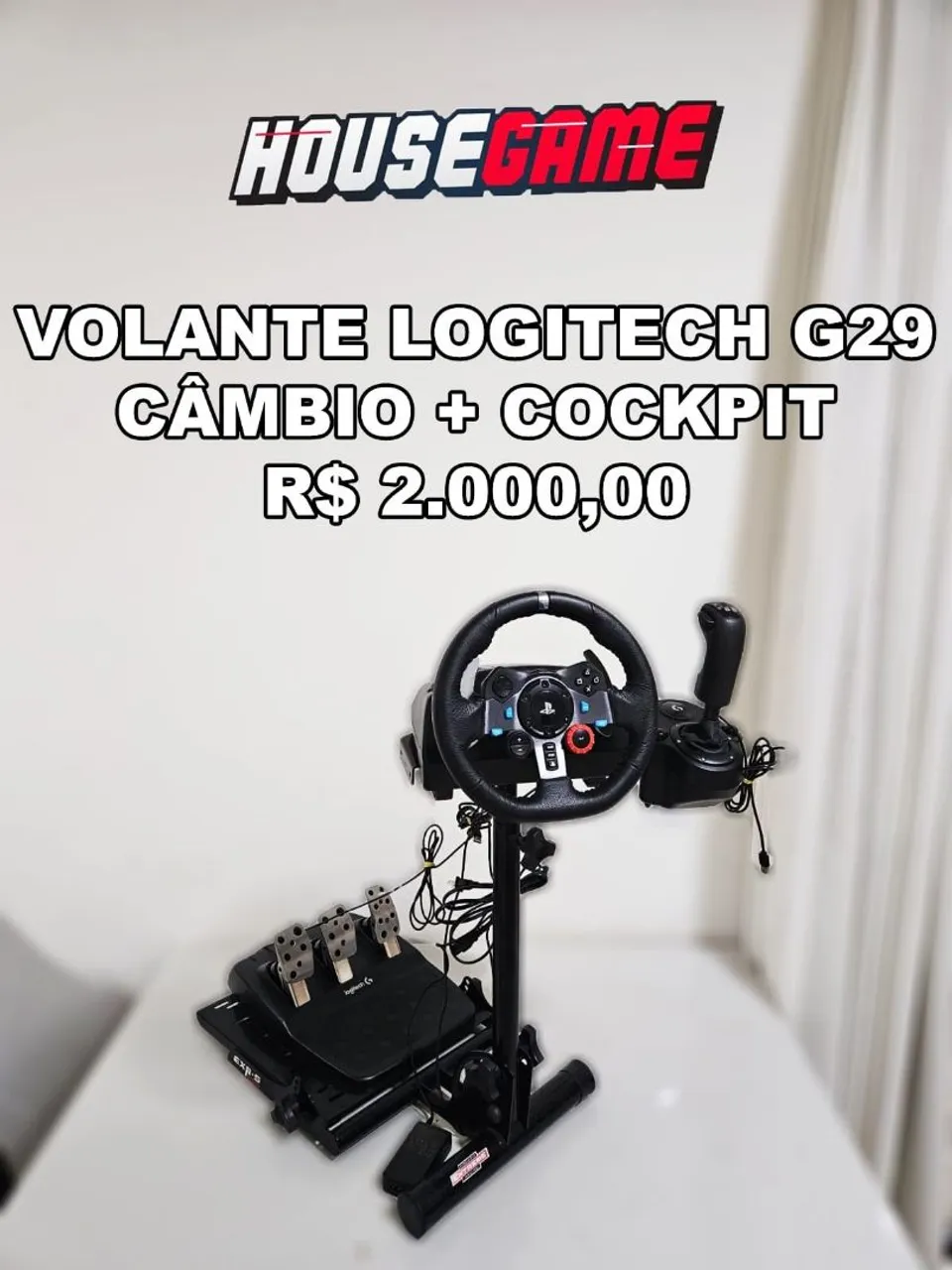 Volante Logitech G29 + Câmbio + Cockpit