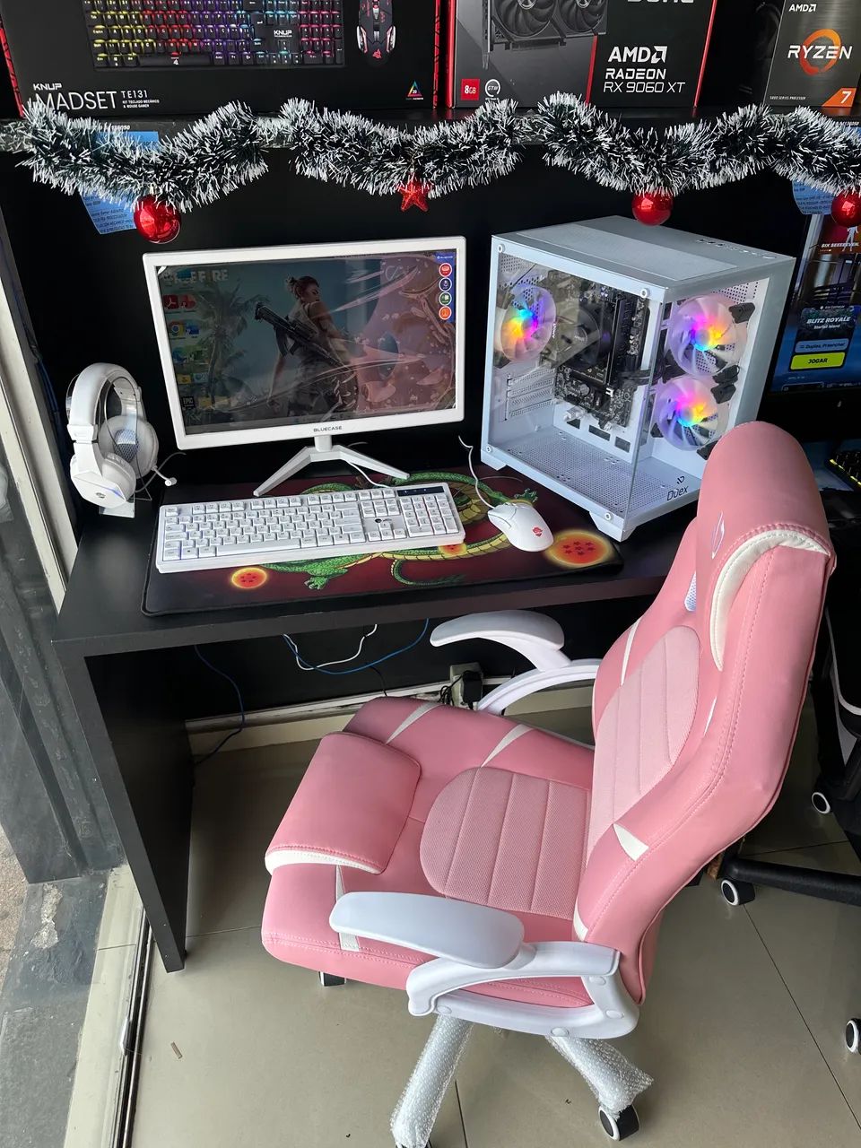 Pc Gamer branco  Ryzen 5 5600gt  16 ram Monitor teclado mouse gamer ( Lojaswiki)