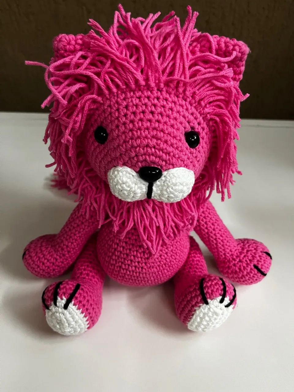Leão Rosa em Crochê Amigurumi Bichinho de Pelúcia Leãozinho - Foto 3