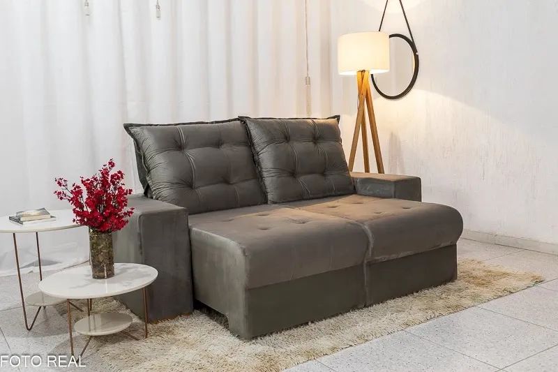 Sofá Retrátil e Reclinável 1,90m Mola Espiral OFERTA rf764