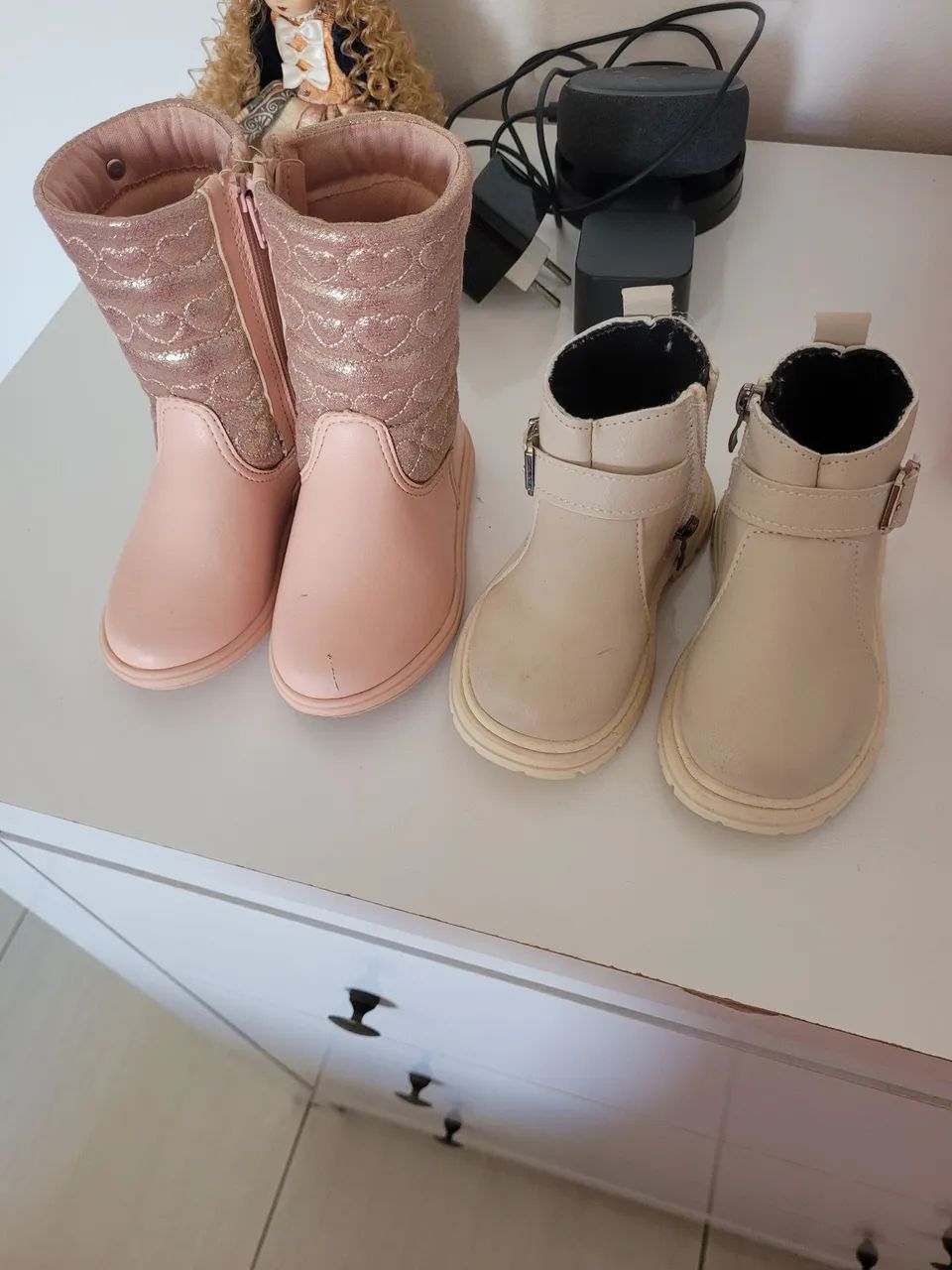 Botas e Botinhas Infantis Rosa e Bege