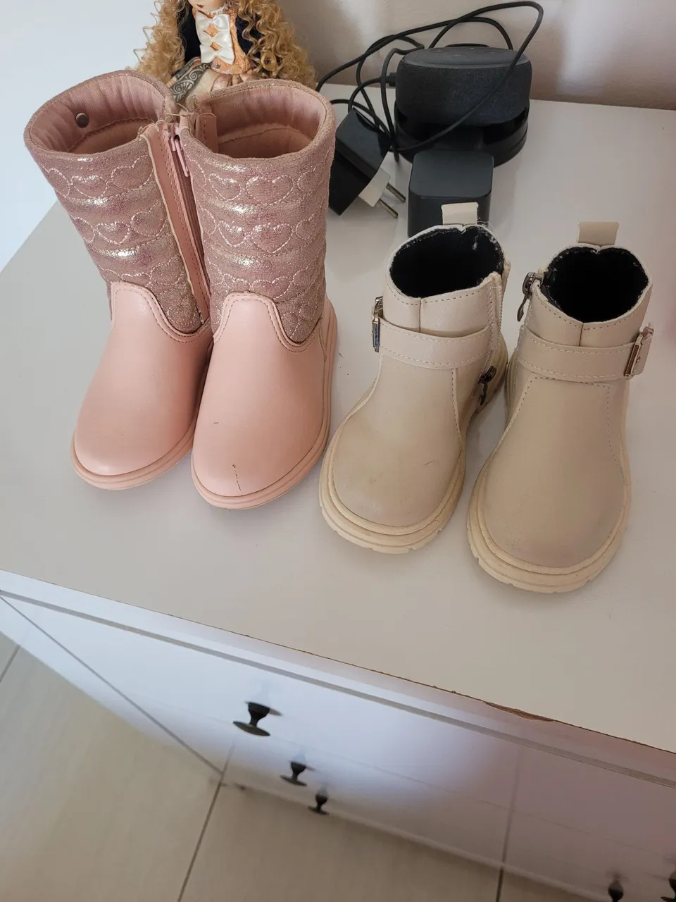 Botas e Botinhas Infantis Rosa e Bege