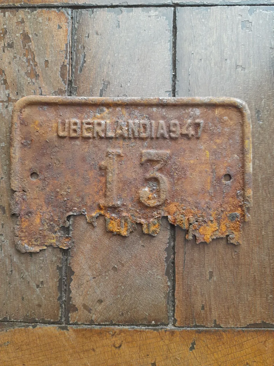 Placa Antiga Uberlândia 1947 