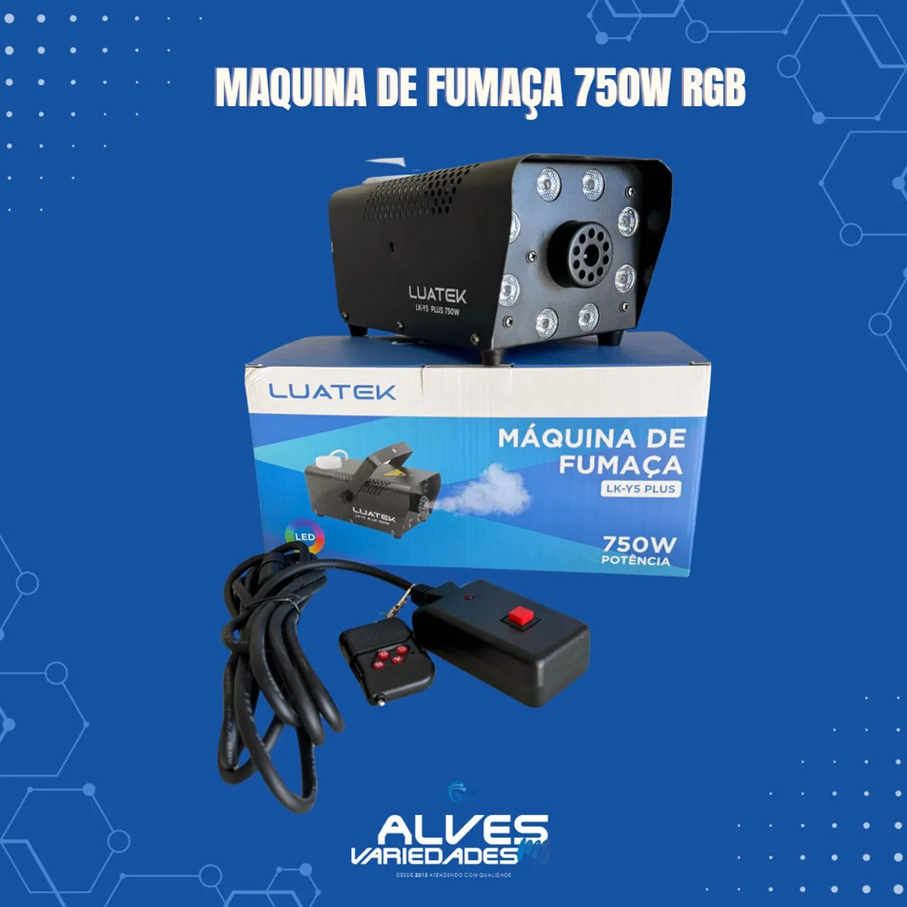 Máquina de fumaça 750W com Led rgb 