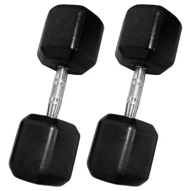 Kit Halter Sextavado Texturizado com pegada é aço cromado de 1 até 10kg + suporte - Foto 2