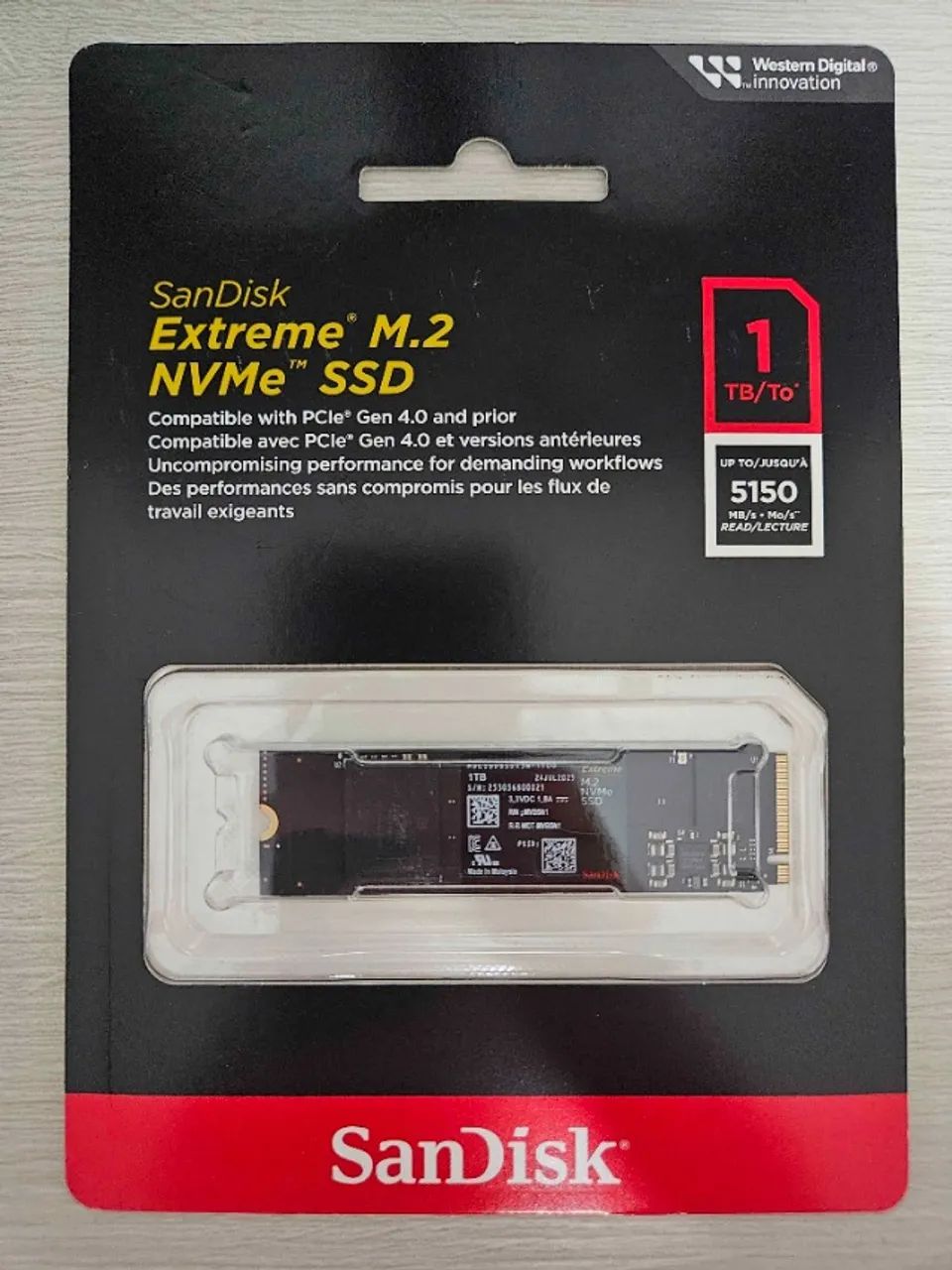 (NOVO) SSD SanDisk Extreme, 1TB, M.2, NVMe, Leitura 5150MB/s e Gravação acima de 4900MB/s