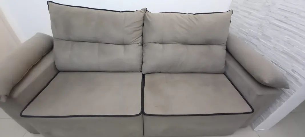 Sofá-cama retrátil 3 lugares marrom/castanho - Santos - Foto 2
