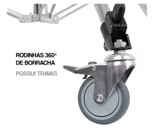 Tripé Estudio Inox Girafa Com Articulação E Rodinhas Greika - Foto 5