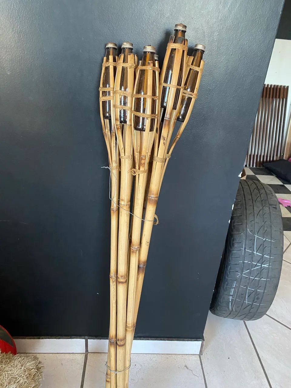 Tocha de bambu e vidro  - Foto 2