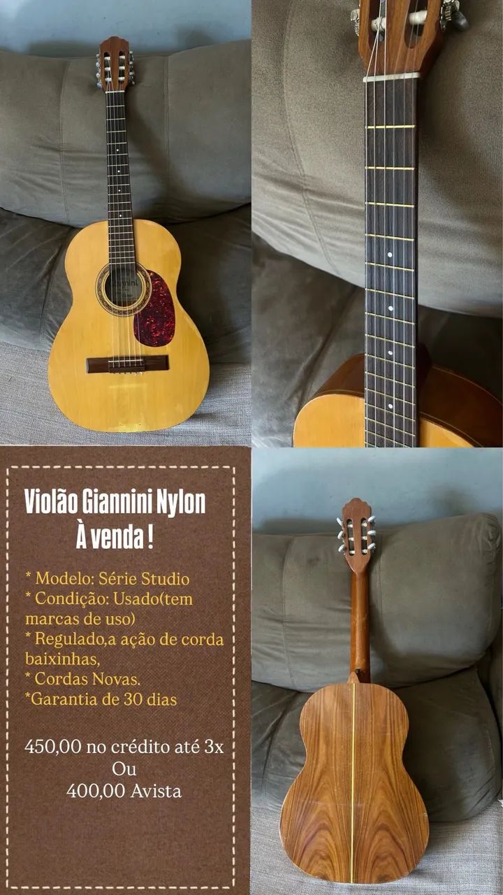 Violão Giannini cordas novas e Regulado