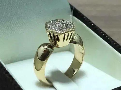 Anel Chuveiro Sextavado de Ouro com Diamantes - Foto 2