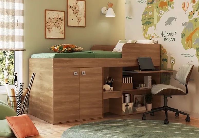 Cama alta multiuso Monterrey solteiro com armário  - Foto 2