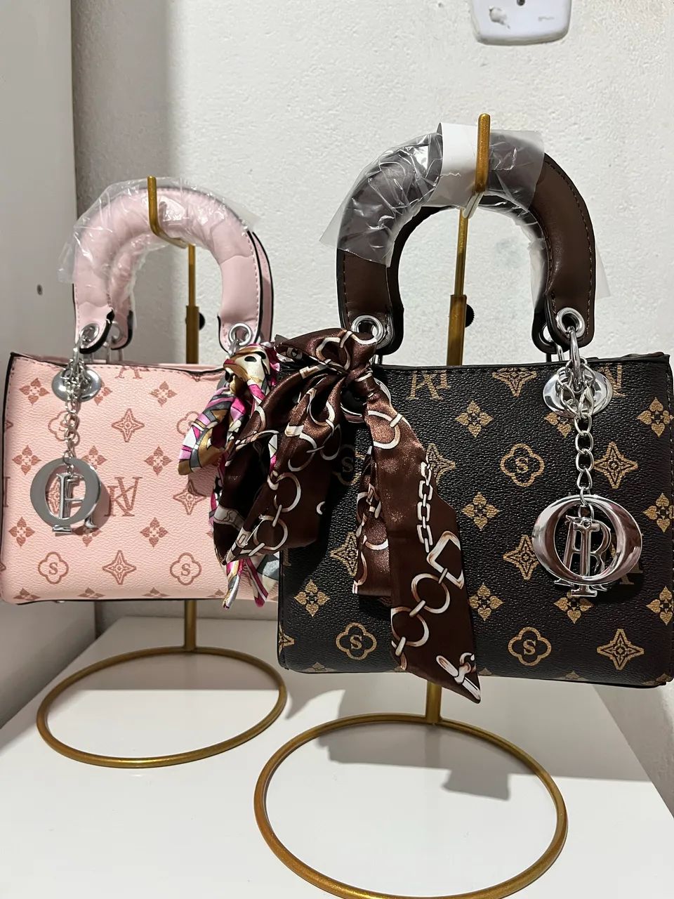Bolsas rosa marrom branca - Foto 3