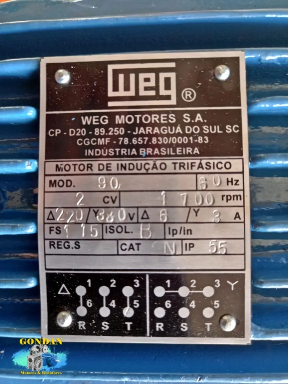 Moto Redutor Freio 2cv 1.5kw 4polos Trifásico e Redutor NMRV75 MR5 - Foto 4