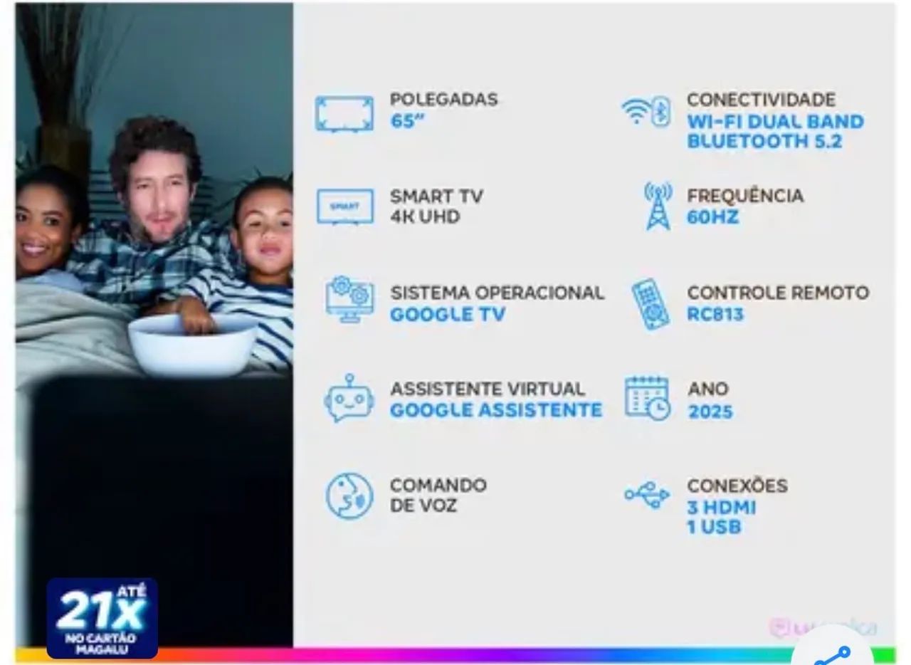 TV 65 Polegadas SEMP 4K google tv  - Foto 4
