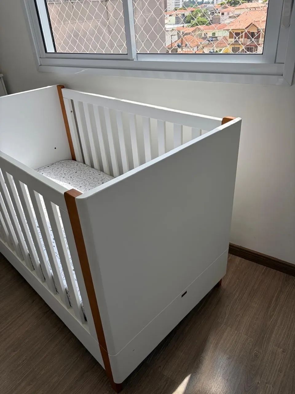Berço Capri 2em1 MDF e Madeira Maciça - Branco - Foto 3