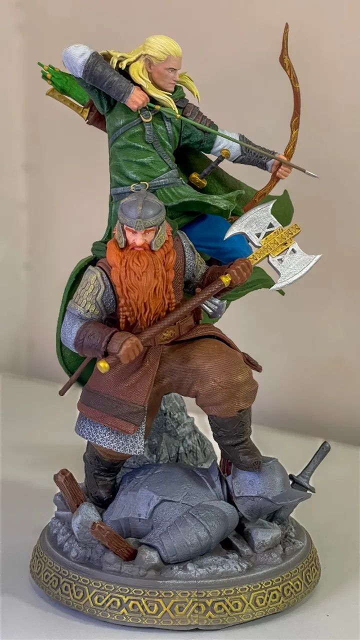 Estátua Legolas E Gimli Senhor Dos Anéis Resina 3D Pintado À Mão - Foto 2