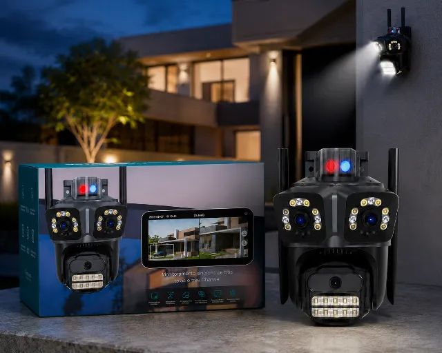 3 EM 1 CÂMERA DE SEGURANÇA TRIPLALENTE 6MP ULTRA HD WI-FI EXTERNA APP ICSEE  - Foto 4