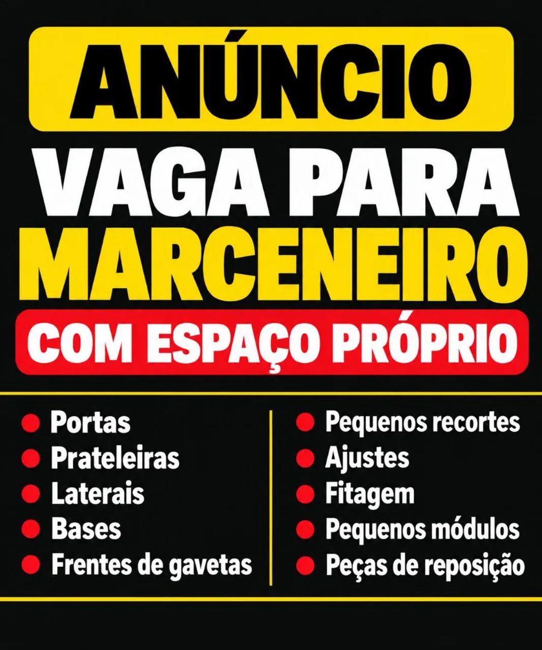 vaga para maceneiro 