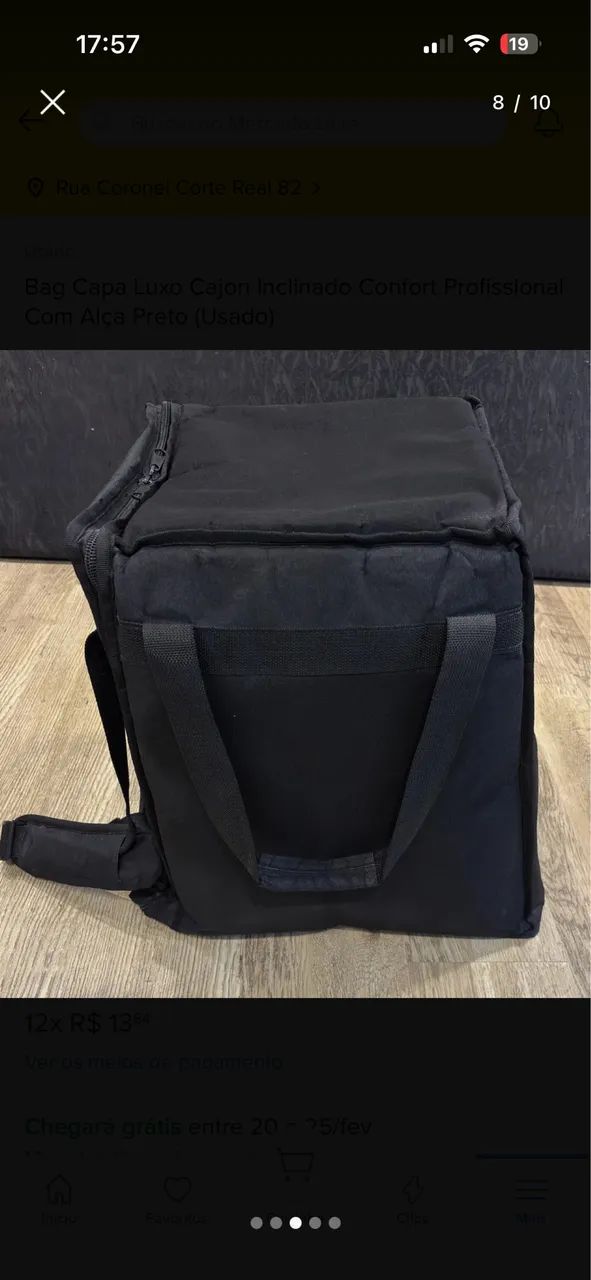 Bag Capa Luxo Cajon Inclinado Confort Profissional Com Alça Preto 