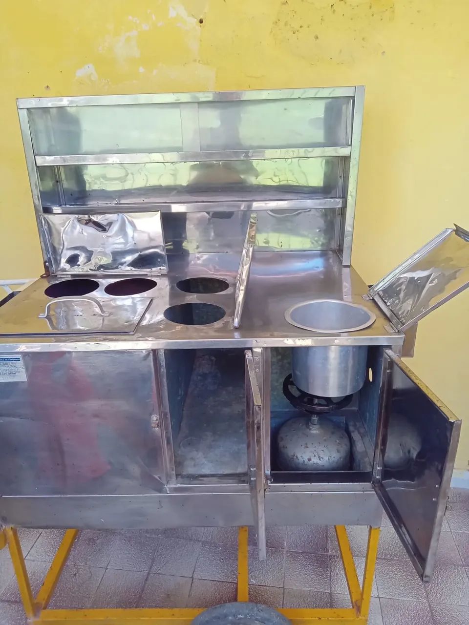 Carrinho de lanches food de cachorro quente e outros com 5 compartimentos. Super-Novo 