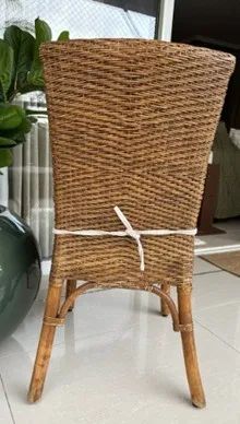 Cadeiras em Rattan natural perfeito estado 4 unidades com almofada de assento. - Foto 3